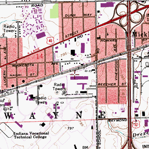 Topographic Map of Toms Lake, IN