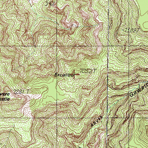 Topographic Map of Excalibur, AZ