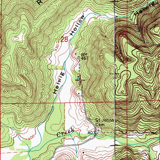 Topographic Map of Helwig Hollow Pond, IN
