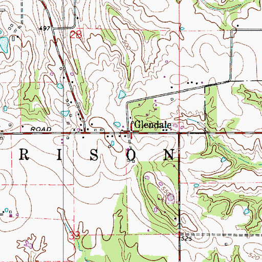 Topographic Map of Glendale, IN