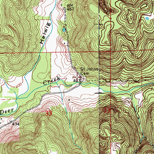 Topographic Map of Saint Johns Cemetery, IN