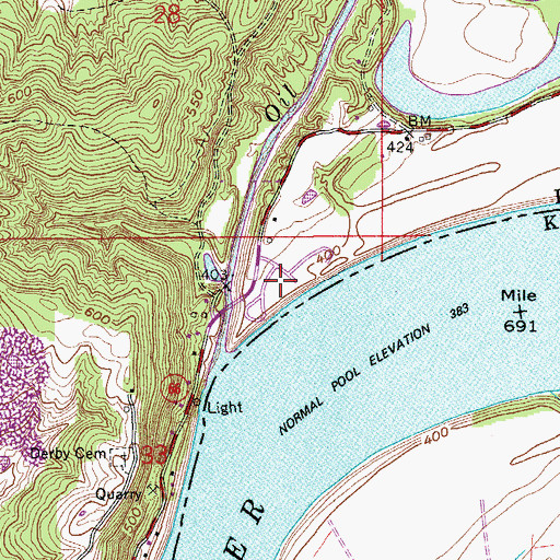 Topographic Map of Mano Point Recreation Site, IN