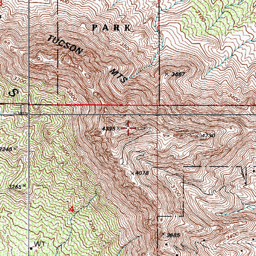Topographic Map of KRQQ-FM (Tucson), AZ