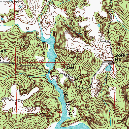 Topographic Map of Bryant Cemetery, IN