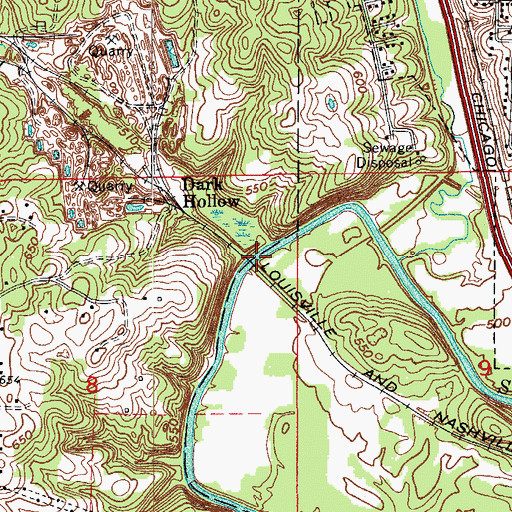Topographic Map of Dark Hollow, IN