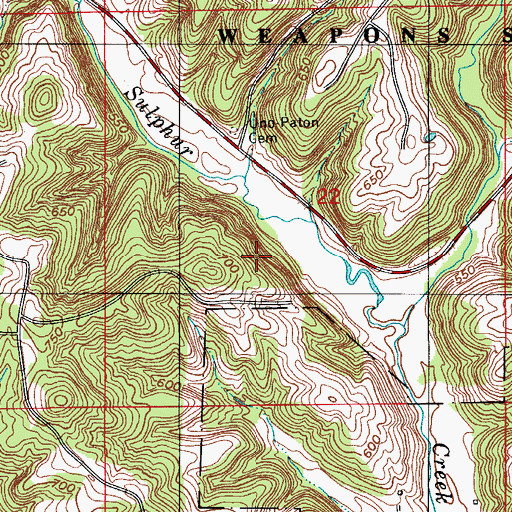 Topographic Map of Uno-Paton Cemetery, IN