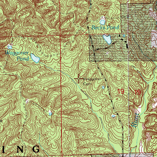 Topographic Map of Waggoner Cemetery, IN
