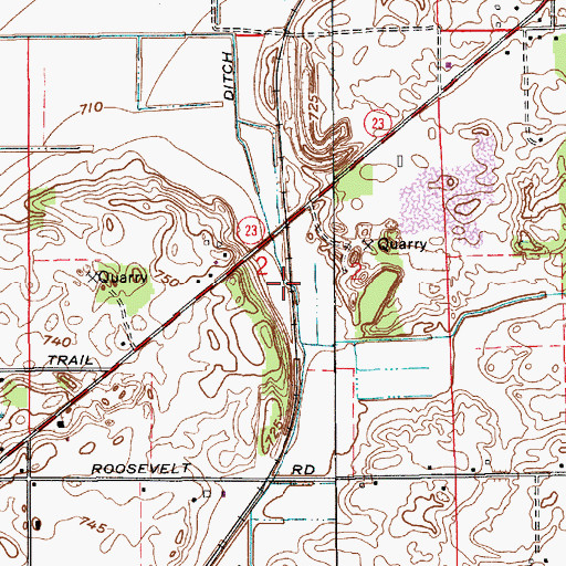 Topographic Map of Aldrich Ditch, IN