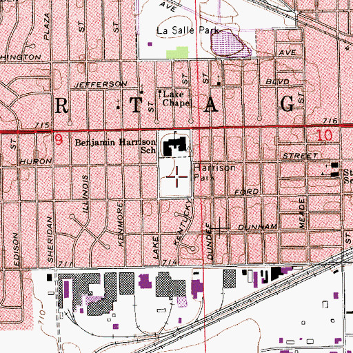 Topographic Map of Harrison Primary Center School, IN