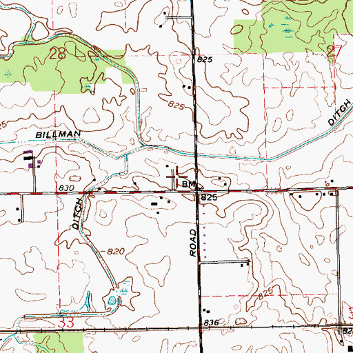 Topographic Map of Billman Ditch, IN