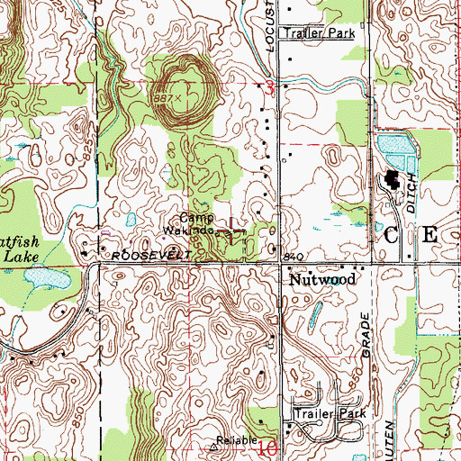 Topographic Map of Camp Wakinda, IN