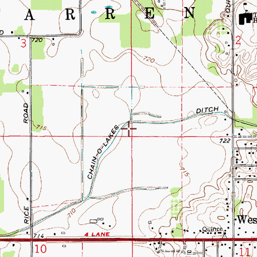Topographic Map of Chain-O-Lakes Ditch, IN