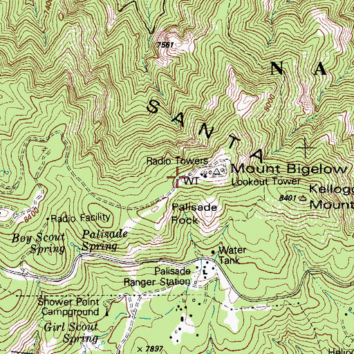 Topographic Map of KXCI-FM (Tucson), AZ