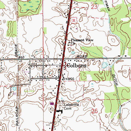 Topographic Map of Colburn, IN