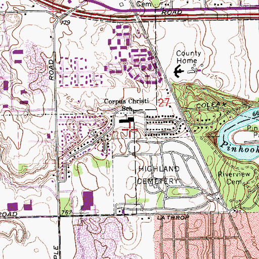 Topographic Map of Corpus Christi School, IN