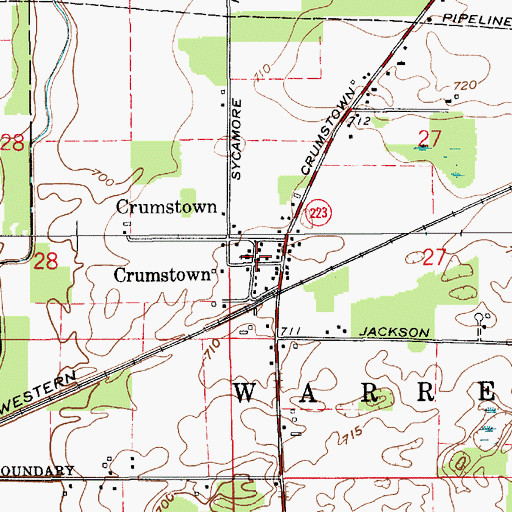 Topographic Map of Crumstown, IN