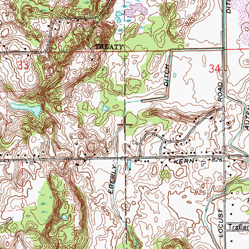 Topographic Map of Eberly Ditch, IN