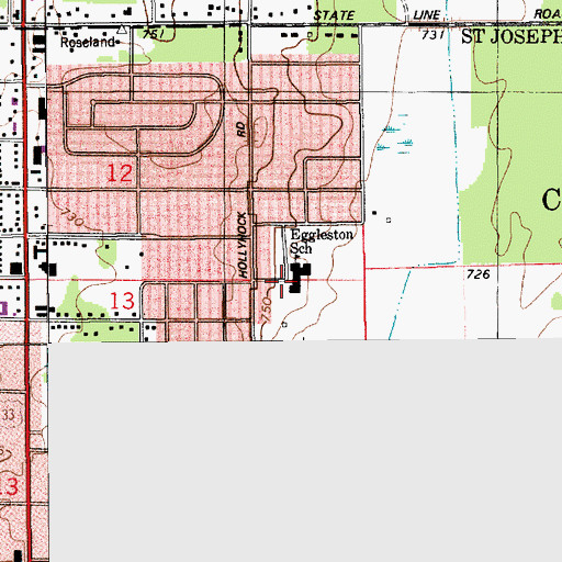 Topographic Map of Edward Eggleston Elementary School, IN