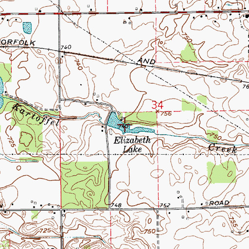 Topographic Map of Elizabeth Lake, IN