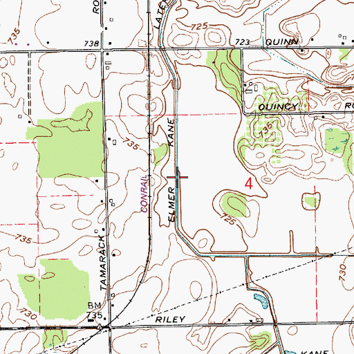 Topographic Map of Elmer Kane Lateral, IN