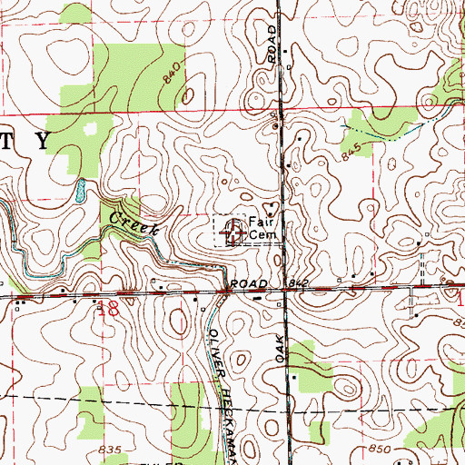 Topographic Map of Fair Cemetery, IN
