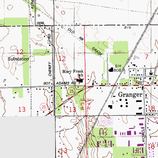 Topographic Map of Mary Frank Harris Elementary School, IN