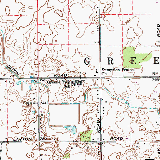 Topographic Map of Greene Elementary School, IN
