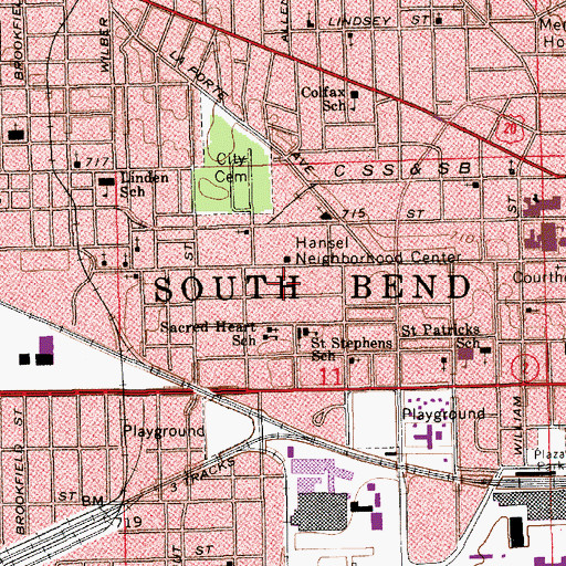 Topographic Map of Hansel Neighborhood Center, IN