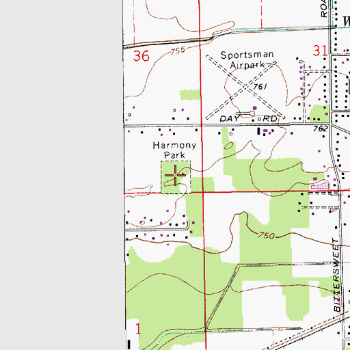 Topographic Map of Harmony Park, IN