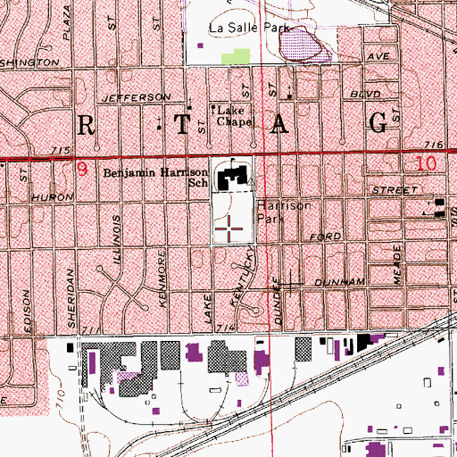 Topographic Map of Harrison Park, IN