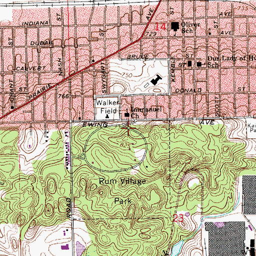 Topographic Map of Immanuel Church, IN