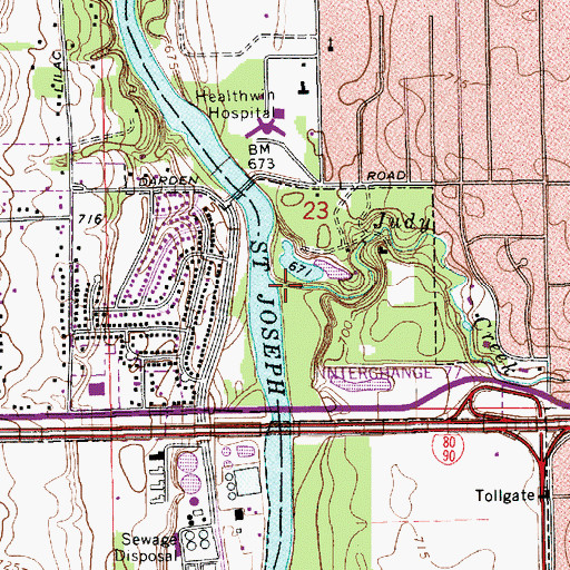 Topographic Map of Judy Creek, IN