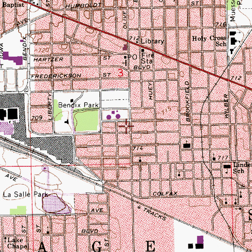 Topographic Map of Kaley School, IN