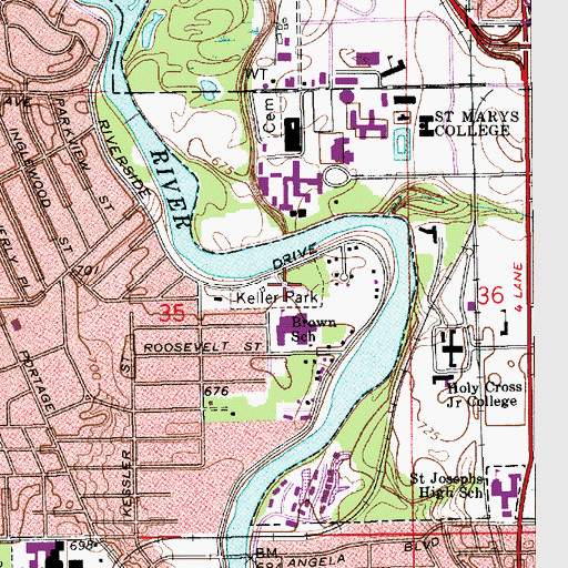 Topographic Map of Keller Park, IN