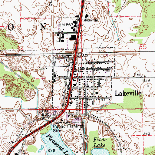 Topographic Map of Lakeville, IN