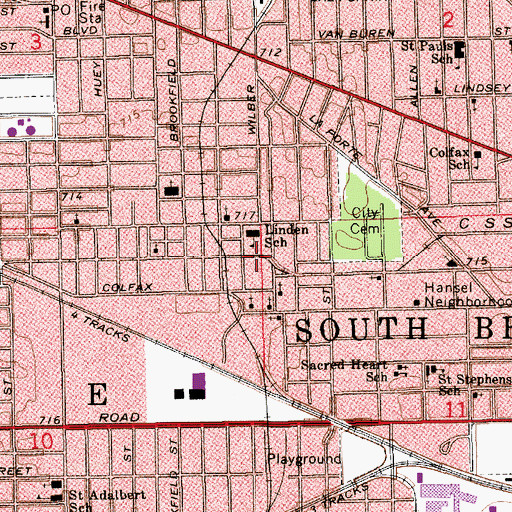 Topographic Map of Linden School, IN