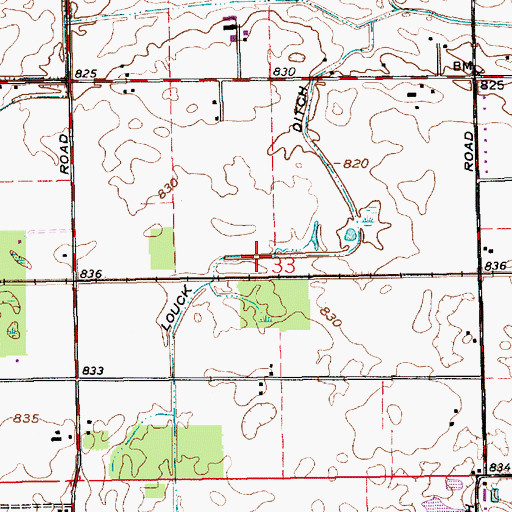 Topographic Map of Louck Ditch, IN