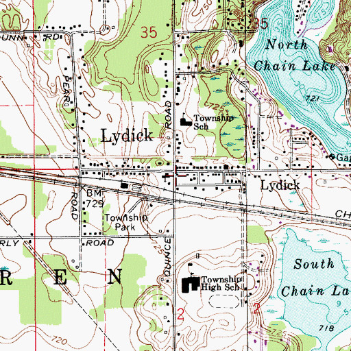Topographic Map of Lydick, IN