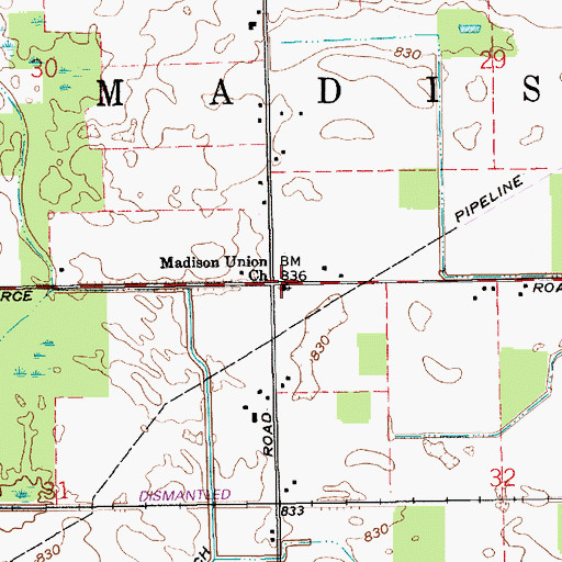 Topographic Map of Madison Union Church, IN