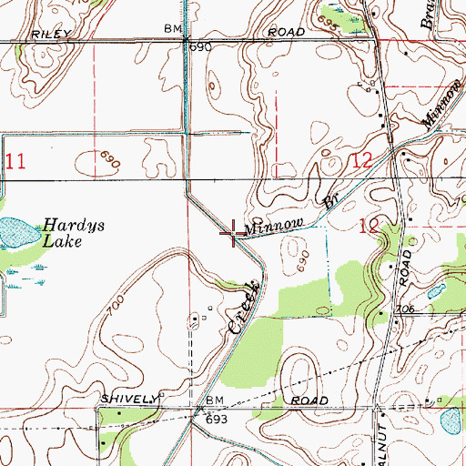 Topographic Map of Minnow Branch, IN