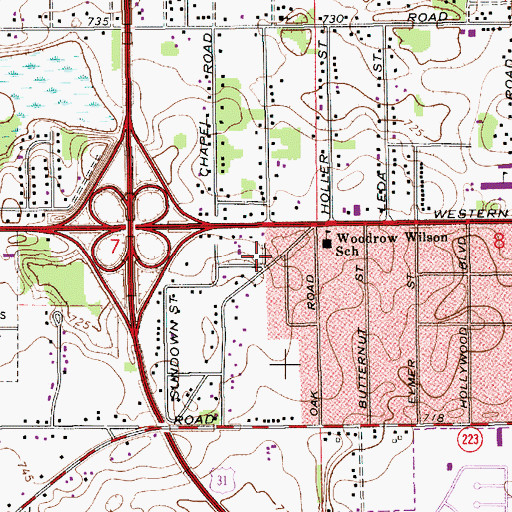 Topographic Map of Monson Chapel, IN