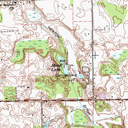 Topographic Map of Moon Lake, IN