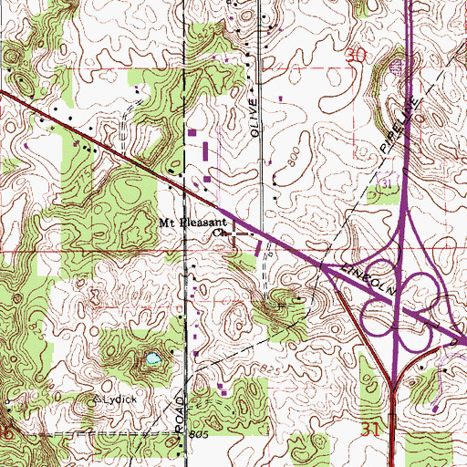 Topographic Map of Mount Pleasant Church, IN