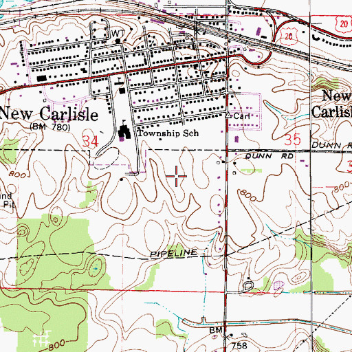 Topographic Map of New Carlisle, IN