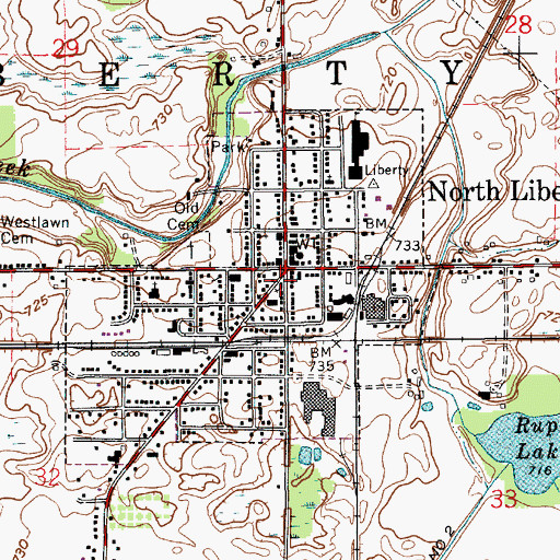 Topographic Map of North Liberty, IN