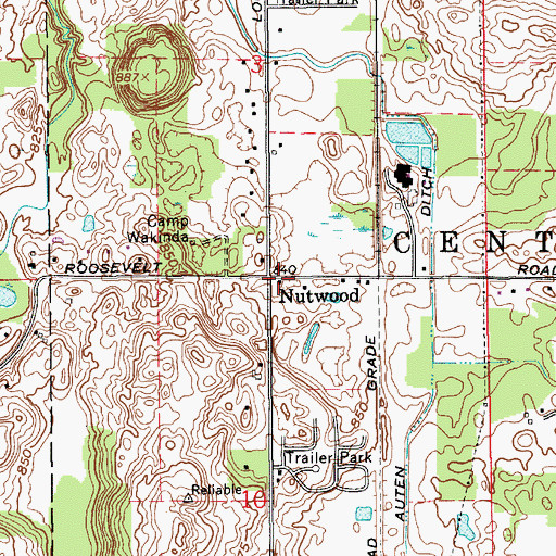 Topographic Map of Nutwood, IN
