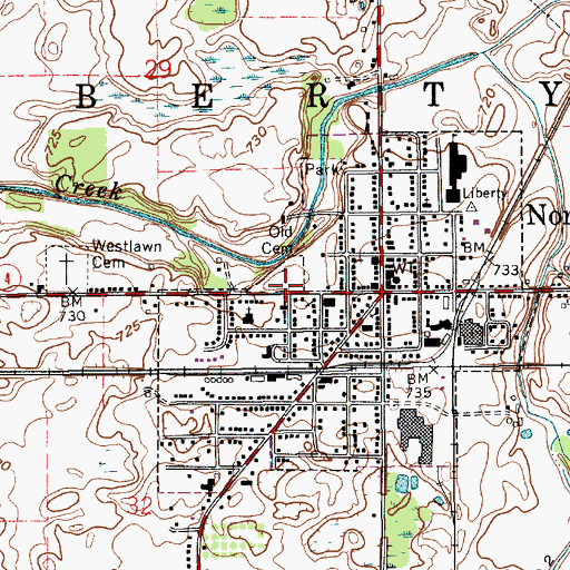 Topographic Map of Old Cemetery, IN