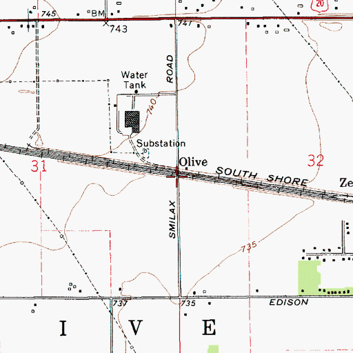 Topographic Map of Olive, IN