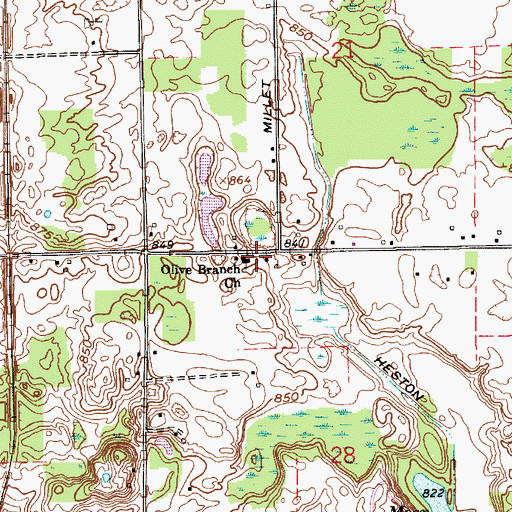 Topographic Map of Olive Branch Church, IN