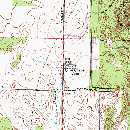 Topographic Map of Olive Chapel Cemetery, IN
